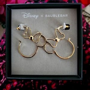 Disney x Baublebar Gold Minnie Mouse Hoop Earrings